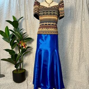 Beautiful patterned Inabel blouse Terno and Taffetta Serpentine Skirt